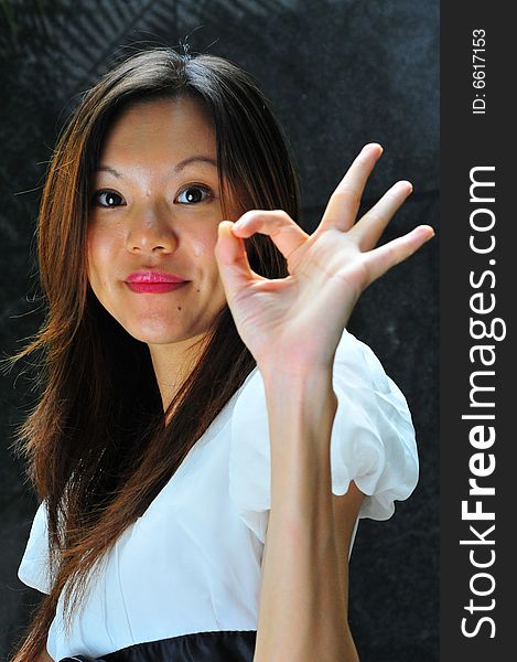 Asian Girl Hand Gesture - 1