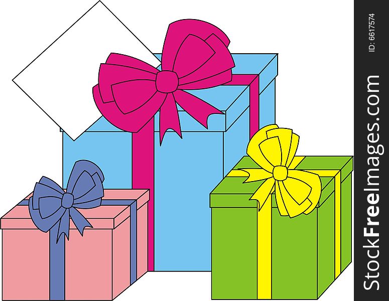 Illustration, gift boxes on a white background. Illustration, gift boxes on a white background