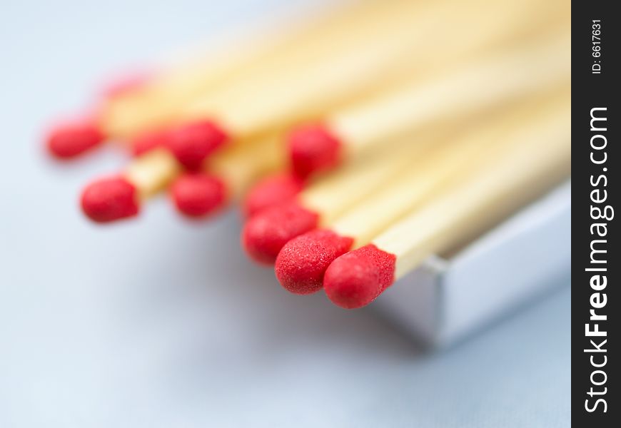 Isolated macro image of match sticks.