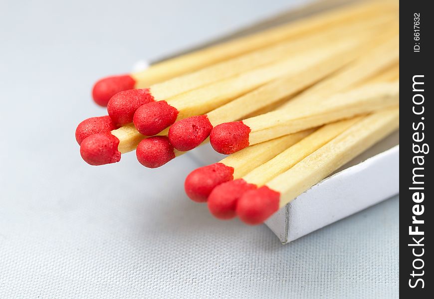 Isolated macro image of match sticks.