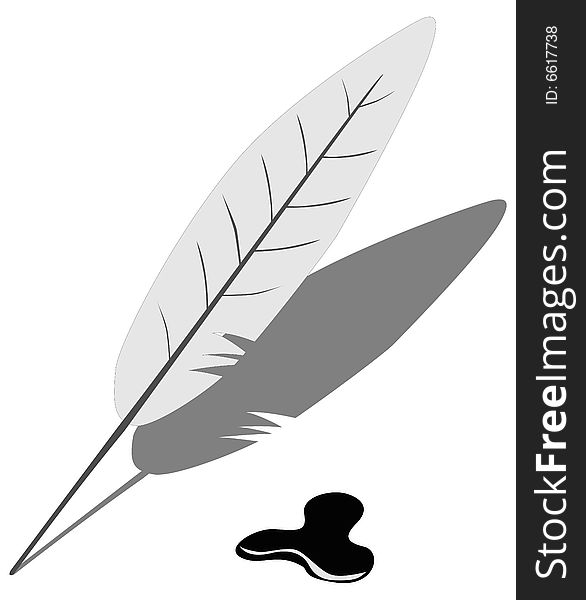 Feather and blot over white