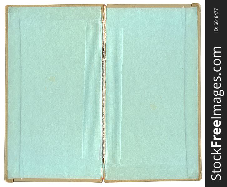 Old book open on both blank shabby pages to background