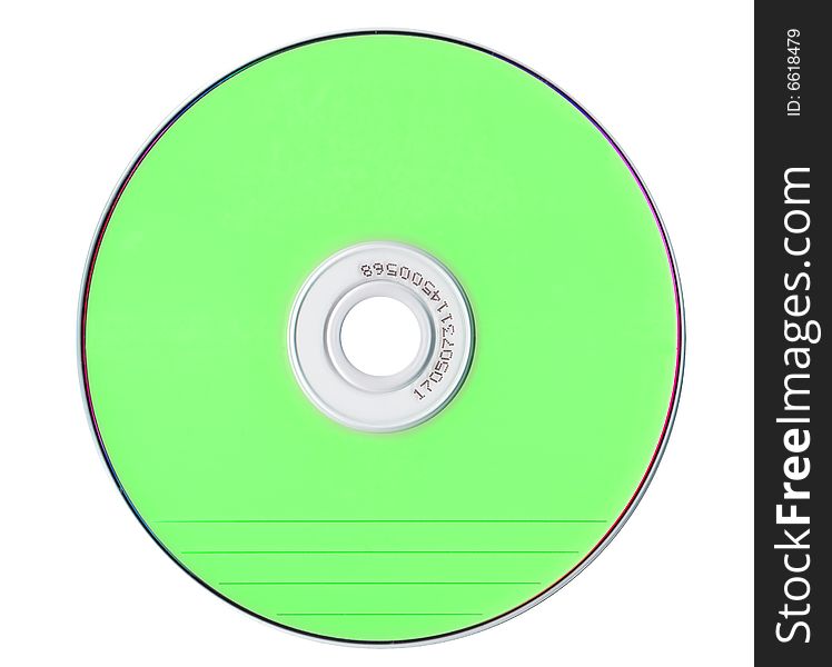 Green compact disk isolated on White background