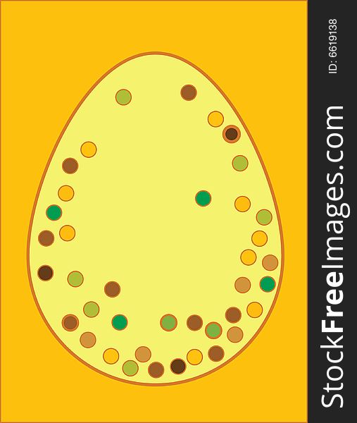 Beauty yellow egg with orange baclground and colored circles