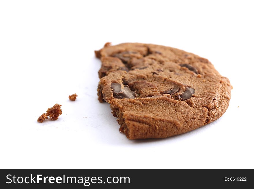 A chocolate chip cookie isolated on white