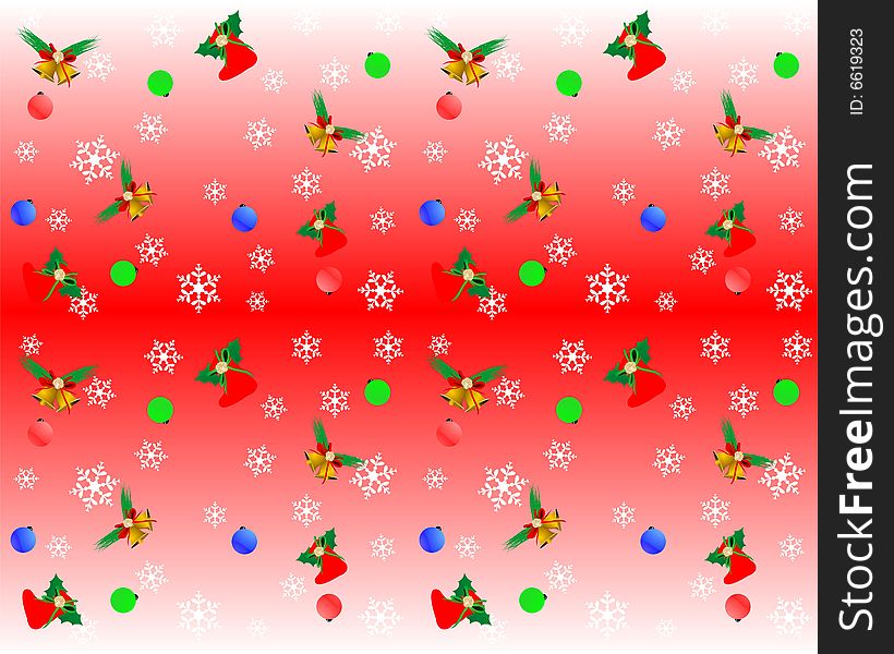 Christmas vector wallpaper with snowflakes and jingle bells. Christmas vector wallpaper with snowflakes and jingle bells