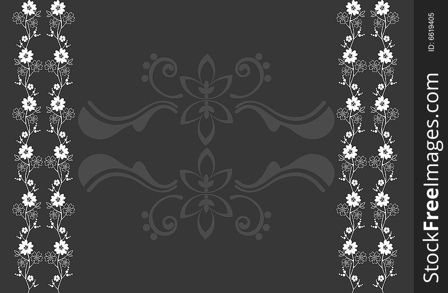 A floral design in a black and white