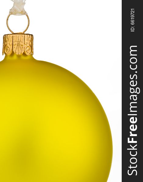 Vibrant yellow Christmas Bauble on isolated white