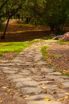 Stone Path In Autumn Park Royalty Free Stock Photos Stone Path In Autumn Park Royalty Free Stock Photos