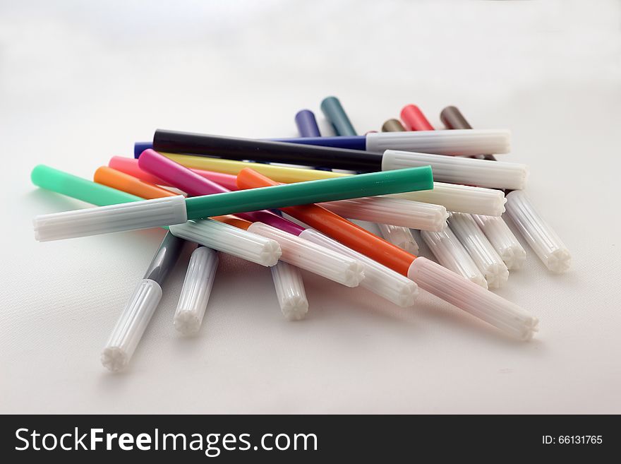 Felt pens isolated on white background