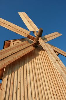 Wooden Windmill Against Clear Deep Blue Sky 2 Stock Photo Wooden Windmill Against Clear Deep Blue Sky 2 Stock Photo