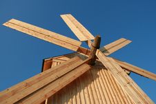 Wooden Windmill Against Clear Deep Blue Sky 3 Royalty Free Stock Image Wooden Windmill Against Clear Deep Blue Sky 3 Royalty Free Stock Image
