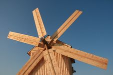 Wooden Windmill Against Clear Deep Blue Sky 4 Royalty Free Stock Image Wooden Windmill Against Clear Deep Blue Sky 4 Royalty Free Stock Image
