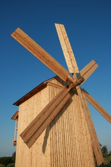 Wooden Windmill Against Clear Deep Blue Sky 6 Royalty Free Stock Photos Wooden Windmill Against Clear Deep Blue Sky 6 Royalty Free Stock Photos