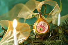 Gold Ball And Candle Light Stock Images Gold Ball And Candle Light Stock Images