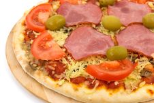 Supreme Pizza With Salami,Olives,Cheese,mushrooms Stock Photo