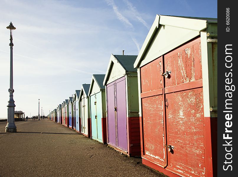 Painted huts on the sea front a Brighton. Painted huts on the sea front a Brighton