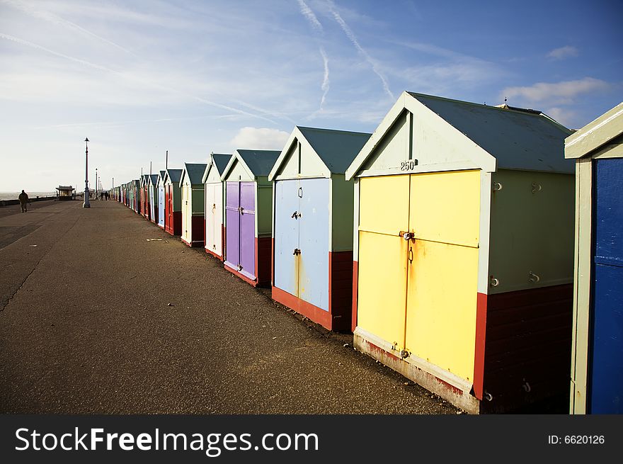 Painted huts on the sea front a Brighton. Painted huts on the sea front a Brighton