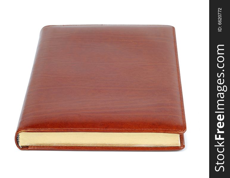 Brown leather organizer isolated with clipping path over white. Brown leather organizer isolated with clipping path over white