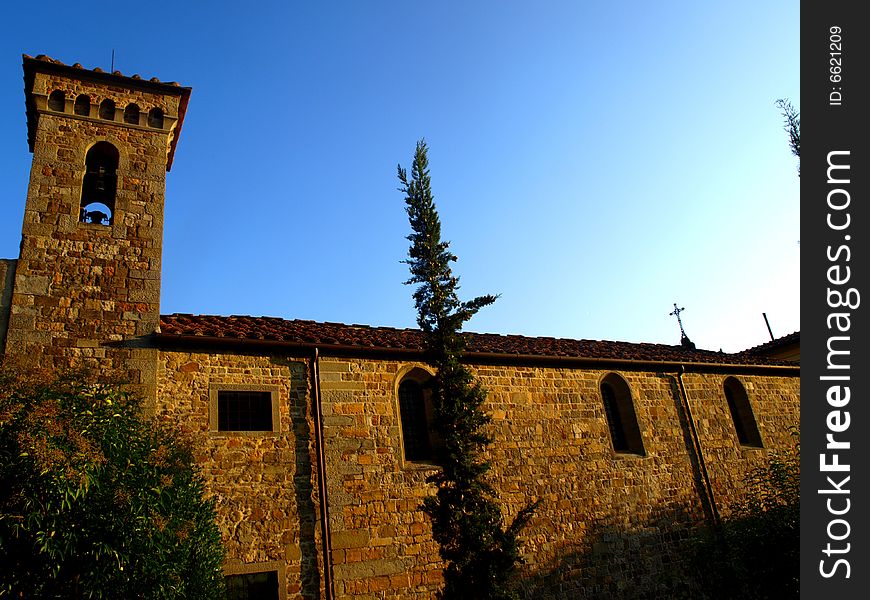 A suggestive shot of an ancient church in Tuscany near Florence city