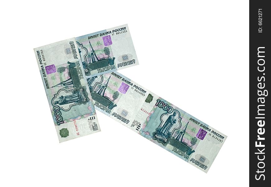 Russian  big money isolated on white. Russian  big money isolated on white