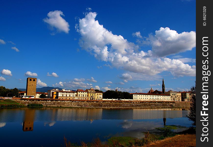 A beautiful landscape of Arno river - Florence