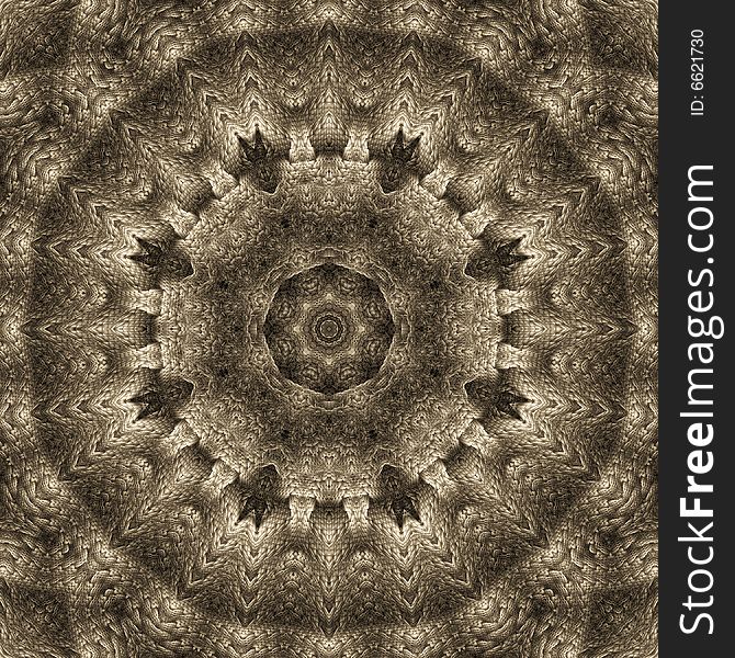Abstract fractal image resembling a tarnished silver mandala