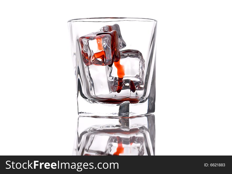 Glass With Bloody Ice Cubes