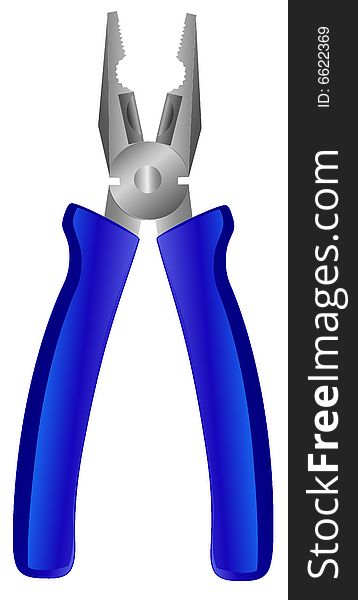 Metallic pliers with blue handle