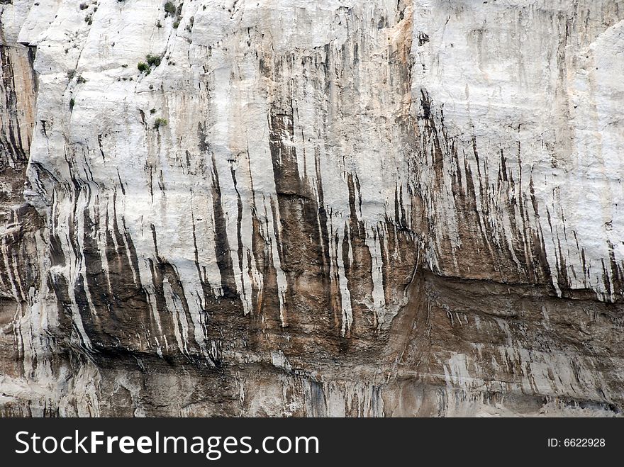 Massive rock formations called Calanques between Cassis and Marseille.