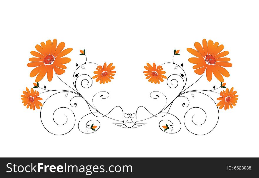 Decorative flowers, isolated on white background, vector illustration. Please see some similar pictures from my portfolio. Additional format: EPS-8