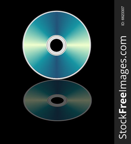 Blue Compact Disk on black background