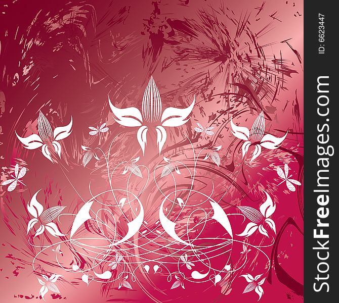 Decorative flowers on abstract background, vector illustration. Please see some similar pictures from my portfolio. Additional format: EPS-8