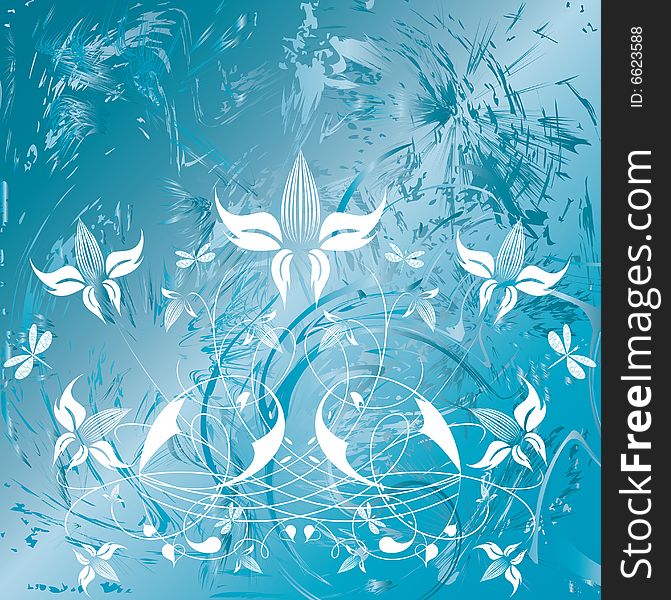 Decorative flowers on abstract background, vector illustration. Please see some similar pictures from my portfolio. Additional format: EPS-8