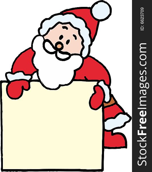 Santa Claus name badge . Christmas theme. vector image