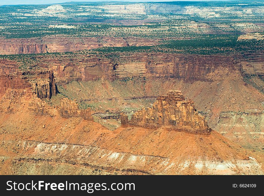 Fly by of canyonlands in utah during summer. Fly by of canyonlands in utah during summer