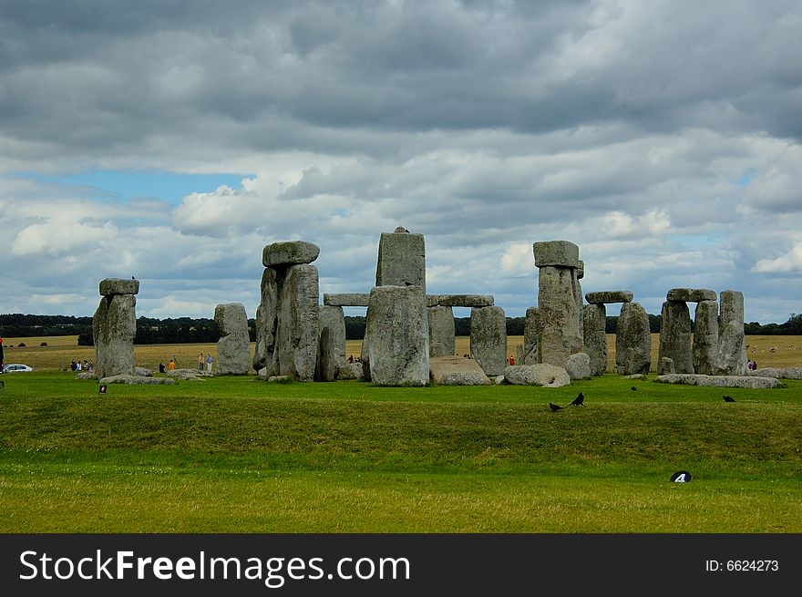 Ancient stones in Stonehenge in summer day