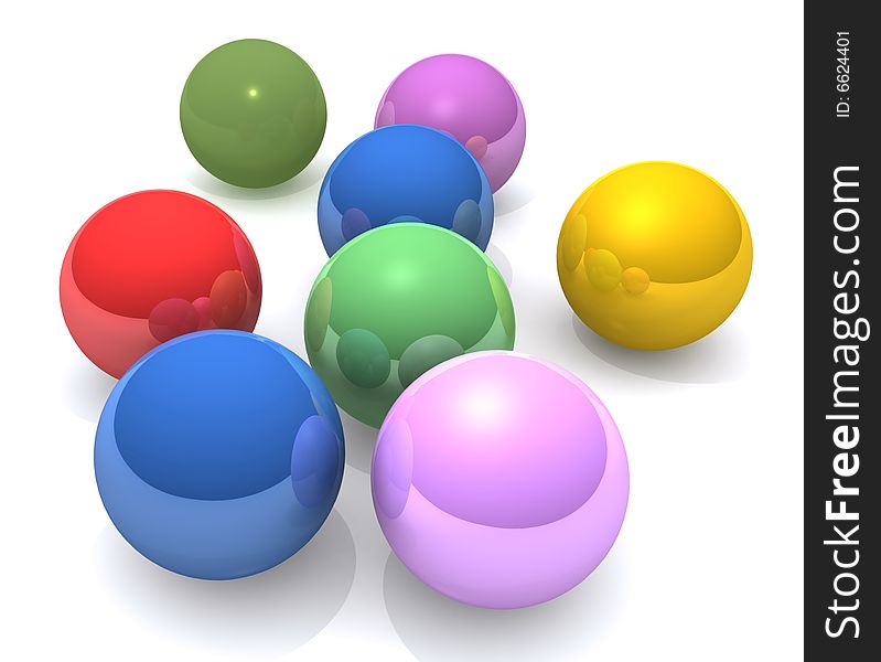 3d rendered colored balls on white background