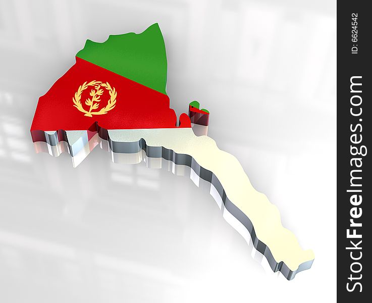 3d made flag map of Eritrea. 3d made flag map of Eritrea