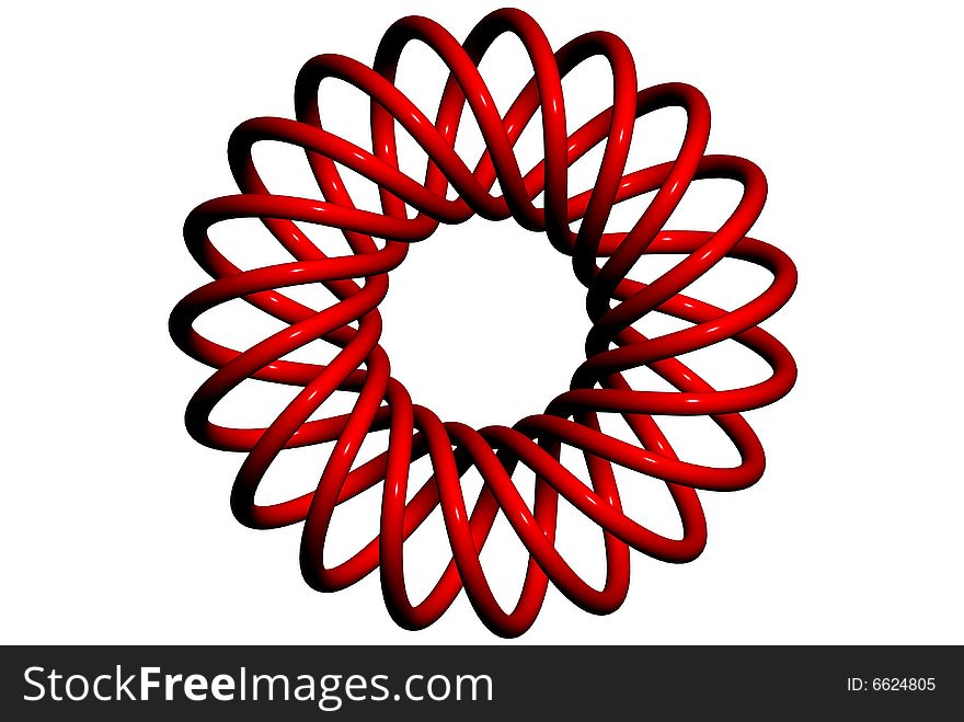 3d illustration of red rose colored endless glossy cords. 3d illustration of red rose colored endless glossy cords