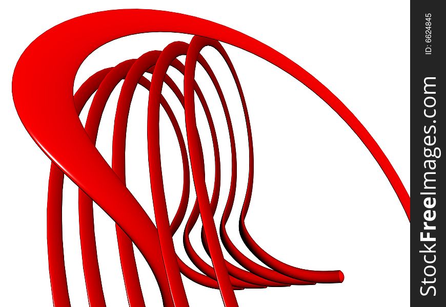 3d Abstract Red Curves