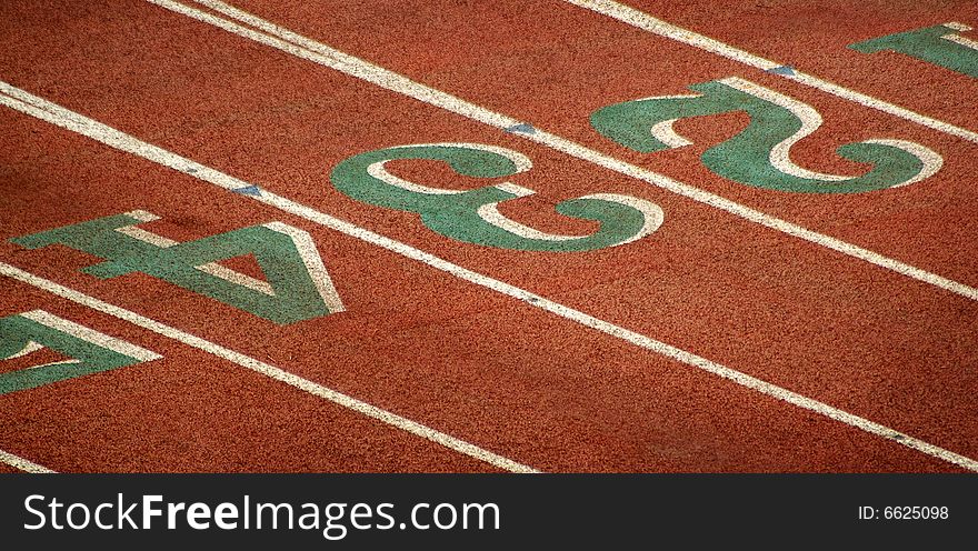 Track and field lanes and numbers. Track and field lanes and numbers