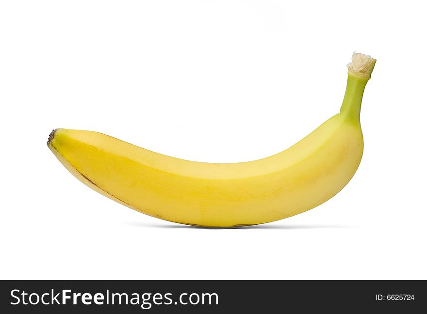 Single banana Isolated on the white background