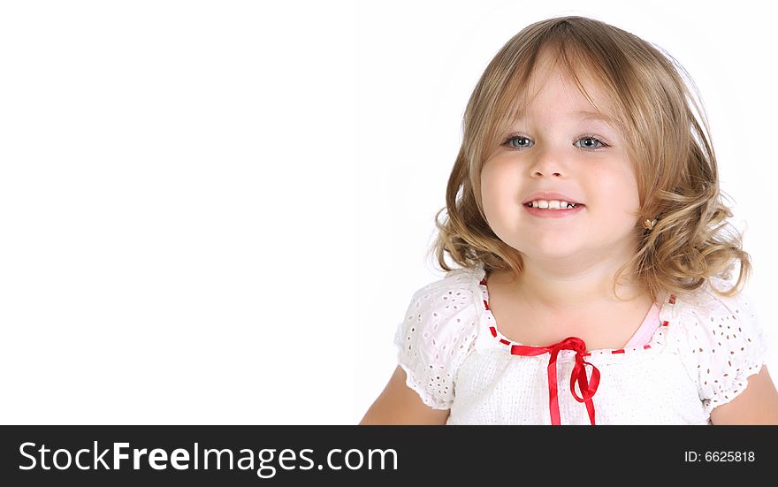 Beauty a little girl on white background