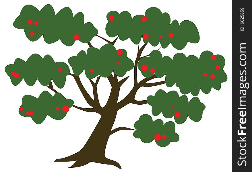 A  illustration of an apple tree isolated on white background