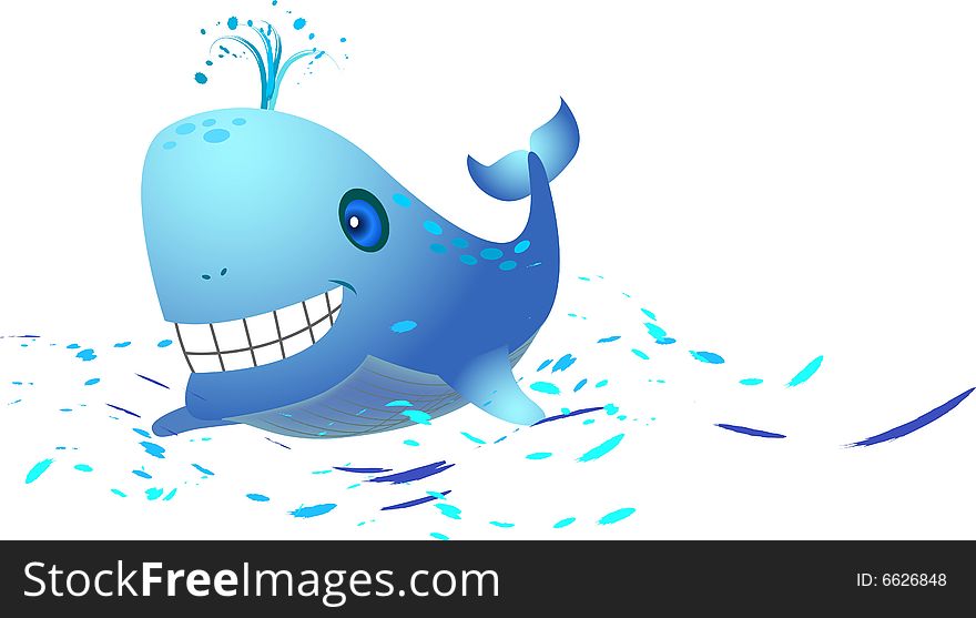 A happy whale is splashing water.