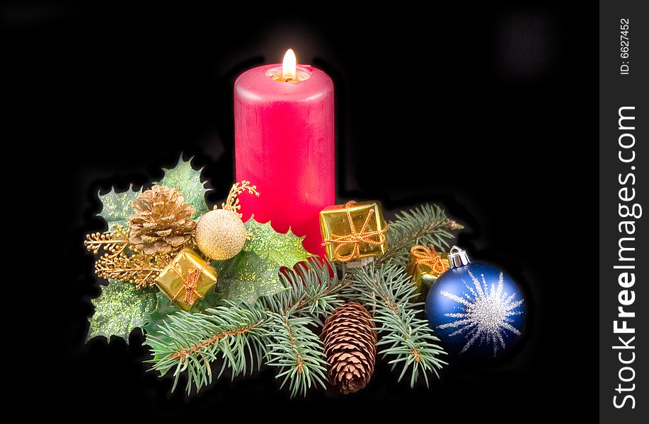 Candle And New Year S Ornaments