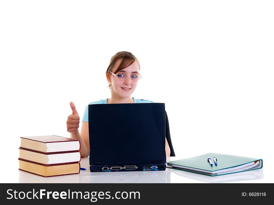 Teenager Girl On Desk