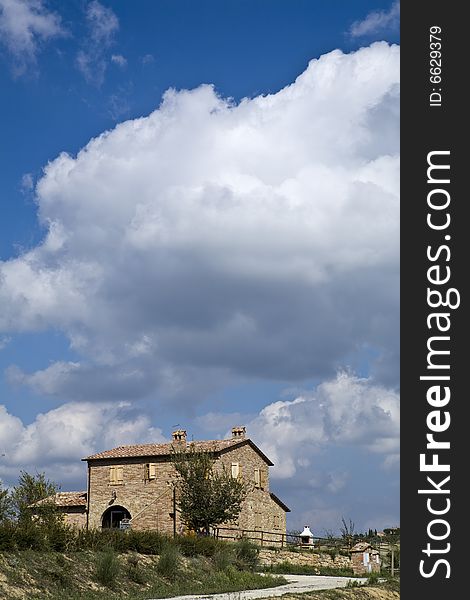 Tuscan landscape, with isolated farm. Tuscan landscape, with isolated farm