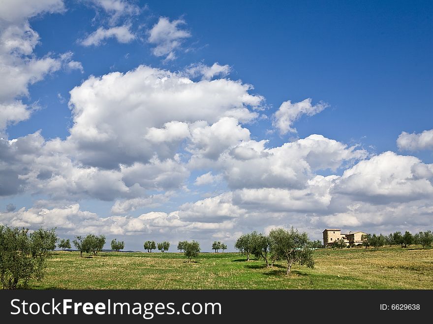 Tuscan landscape whit cloud, valle d'Orcia, italy